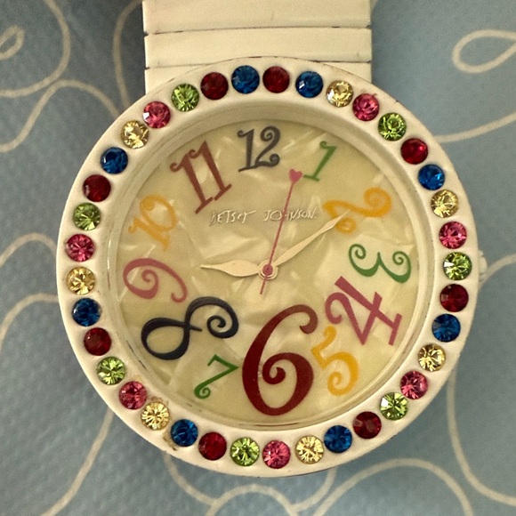 Betsey Johnson White Multicolor Watch needs battery but is new condition.